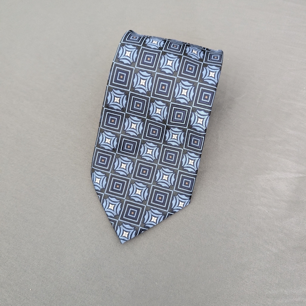 Geometric Blue and Gray Men's Vitorofolo Tie